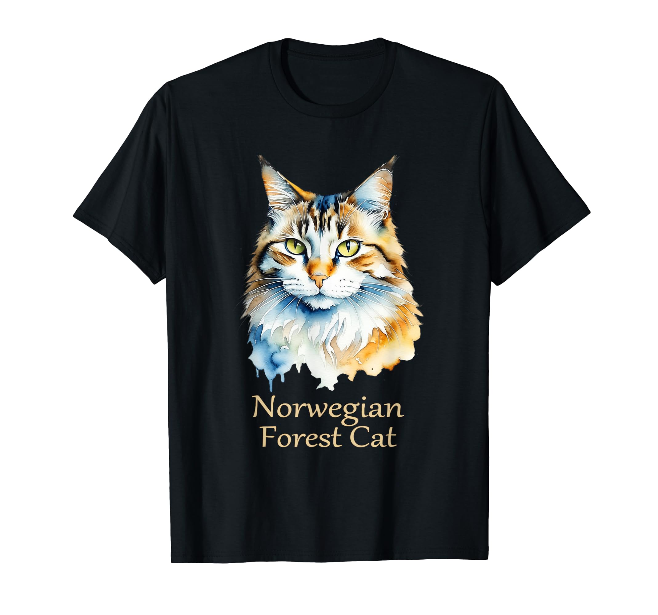 

Norwegian Forest Cat Watercolor Portrait T-Shirt