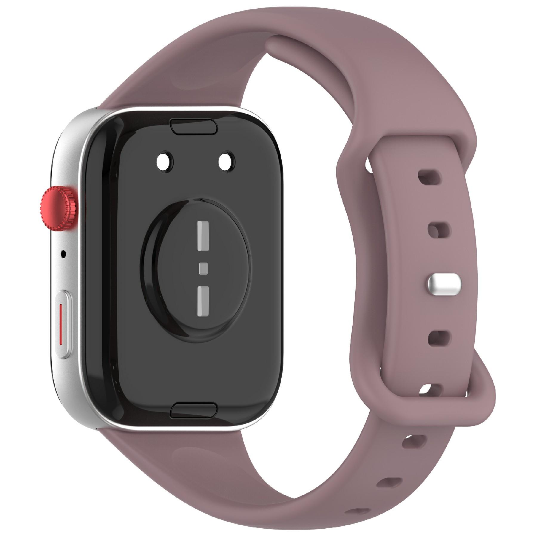 

For Huawei Watch Fit 4 Watch Band Figure-8 Buckle Slim Silicone Adjustable Strap Smoky Purple