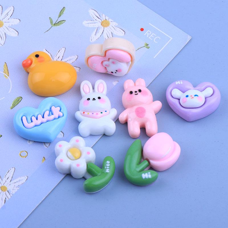 Cartoon Glossy Rabbit Heart DIY Resin Hair Tie & Fridge Magnet Accessories