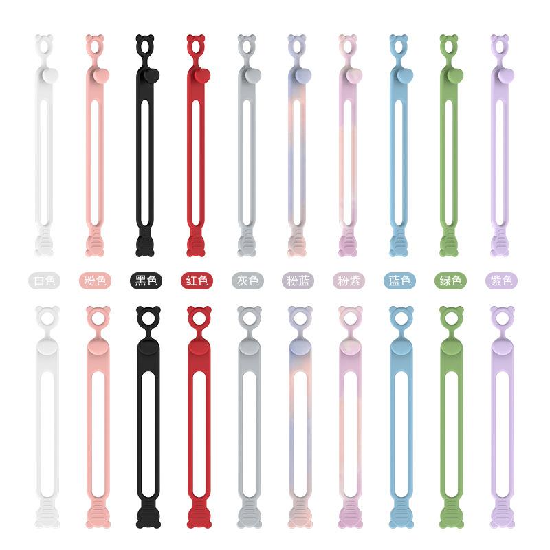 10pcs Silicone Cable Ties Self-Locking Cable Holder Colorful Flexible Cable Winder Wire Organizer For TV Charging Cable Storage
