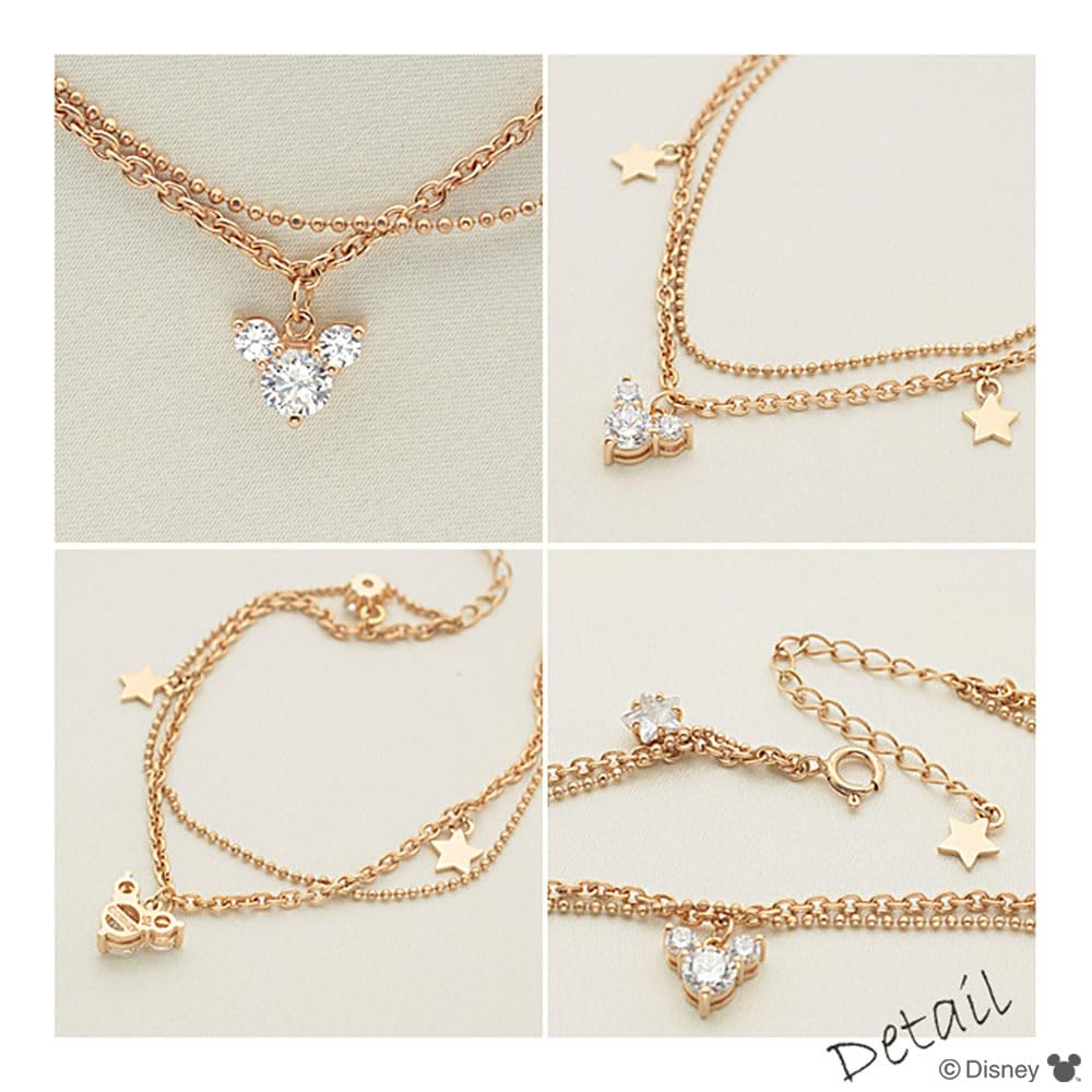 Mickey Silver Bracelet with Pink Gold Coating and Cubic Zirconia [Disney] (VBLDSW0001)