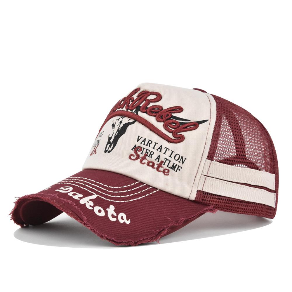 Kpop Fashion Streetwear Mesh Baseball Cap For Men Women High Quality Letter Embroidery Adjustable Washed Cotton Hip Hop Snap Hat
