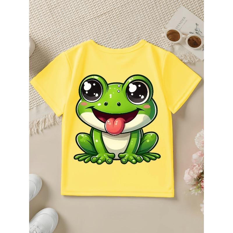 Baby Short Sleeve Spring Summer Autumn Cartoon Frog Pattern Cute Print Casual T-Shirt