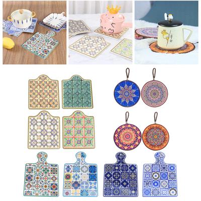 4 Pieces Coasters with Cork Accessories Heat Insulation Ceramic Reusable Nordic for Tea