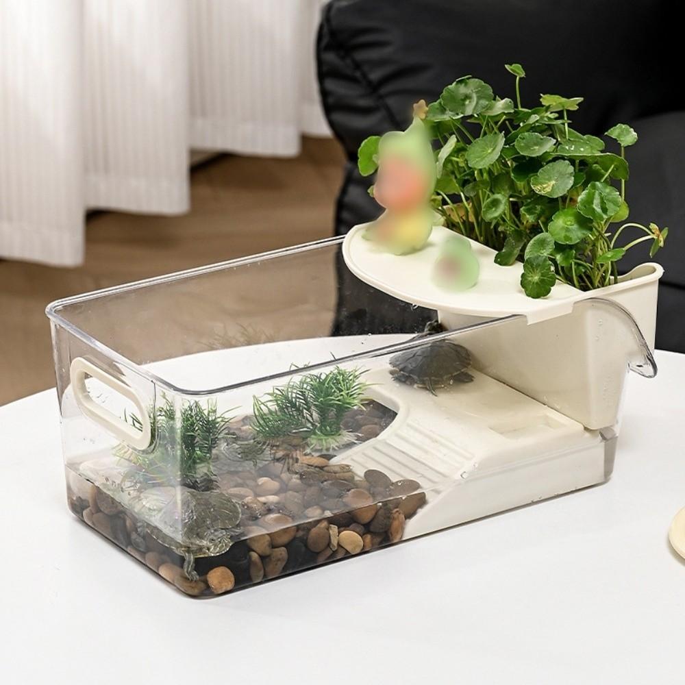 New Plastic Turtle Tank Transparent Easy Clean Turtle Habitat Large Capacity Multi-functional Reptile Terrarium for Amphibian