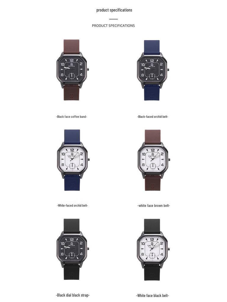 Trendy Retro Men's Leather Strap Quartz Watch - Square Case Fashion Student Wristwatch