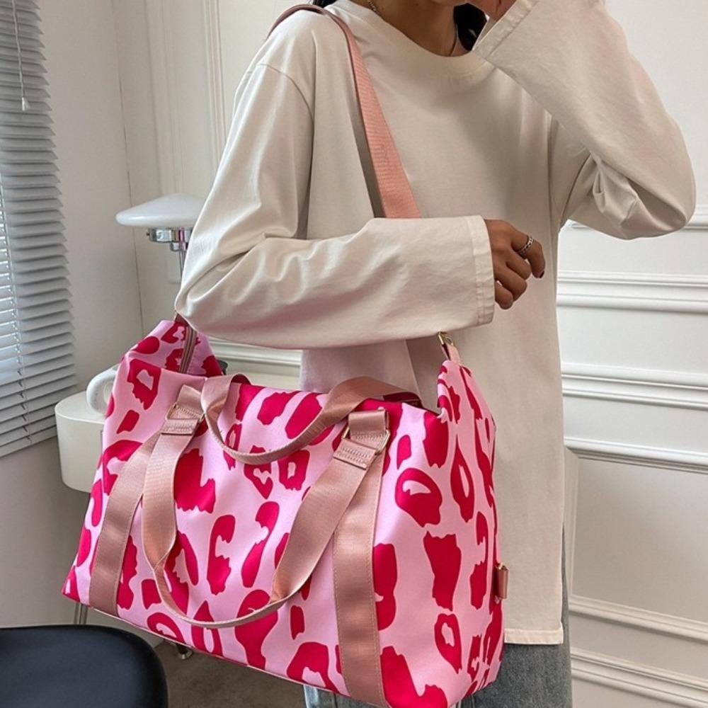 Multi-functional Leopard Print Duffle Bag Large Capacity Luggage Handbag  Sports