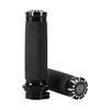 Pair 1" Black CNC Aluminum Handle Bar Hand Grips For Motorcycle Cruiser Chopper