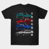 Men Black Print T-shirt Japanese Legendary Cars No-Cut Transfer Paper Print Cotton Tshirt