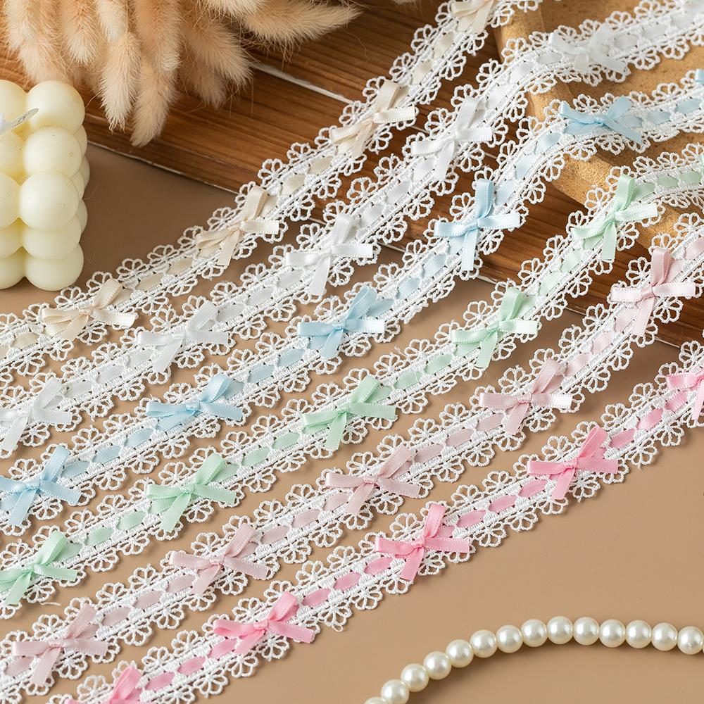 2.5cm Wide Lolita Lace Trim Ribbon For Party Dress Bow Embroideried Trimming Collar Decorative Fabric Sewing DIY Crafts Material