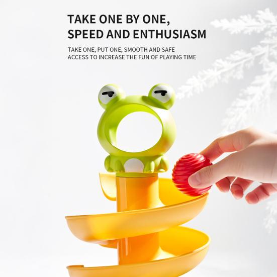 Marble Run Frog Track Toy Kids Cartoon Frog Rolling Ball Tumbler Hand-eye Coordination Toddlers Boys Girls Rolling Bead Frog Track Educational Toy