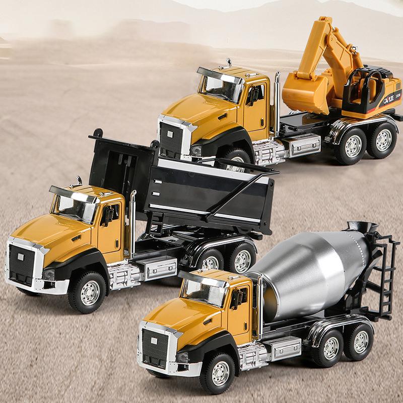 New 1:50 Car Toy Truck Model Pull Back Alloy Diecast Vehicle Fire Military Engineering Garbage Trucks Toys For Children's Gift