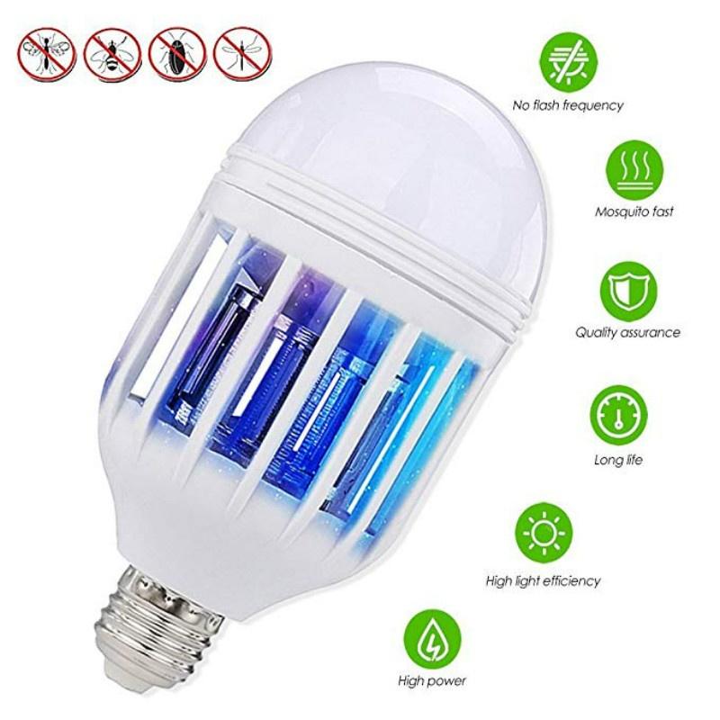 Household Mosquito Killer Bug Zapper LED Light Bulb 2-in-1 Mosquito Repellent Lamp White Bulb