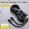 100W Double Port Fast Charging Braided Cable with LED Light Heavy Duty Charging Cord for Multiple Devices USB Type C