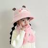 Children's Hat Scarf Two-piece Set Winter Girl Cute Rabbit Warm Basin Hat Boy Baby Winter Bucket Hat