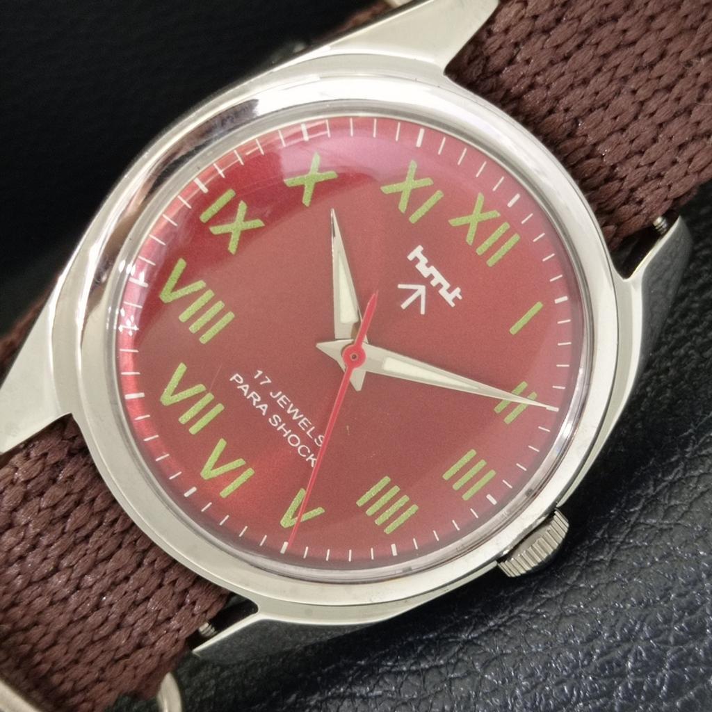 

HMT HAND-WINDING VINTAGE INDIAN MENS ROMAN FIGURE RED COLOR DIAL WATCH a702883-1 R211-a702883