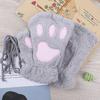Cartoon Cute Cat Claw Gloves Women Plush Mittens Warm Soft Plush Short Fingerless Fluffy Gloves Winter Half Finger Gloves