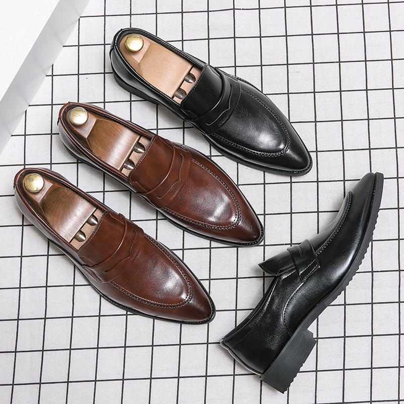 Fashion British Business Formal Wear Shoes Wedding Shoes Loafers Men's Gentleman Casual Men's Shoes Leather Slip-On Dress Fashion Shoes