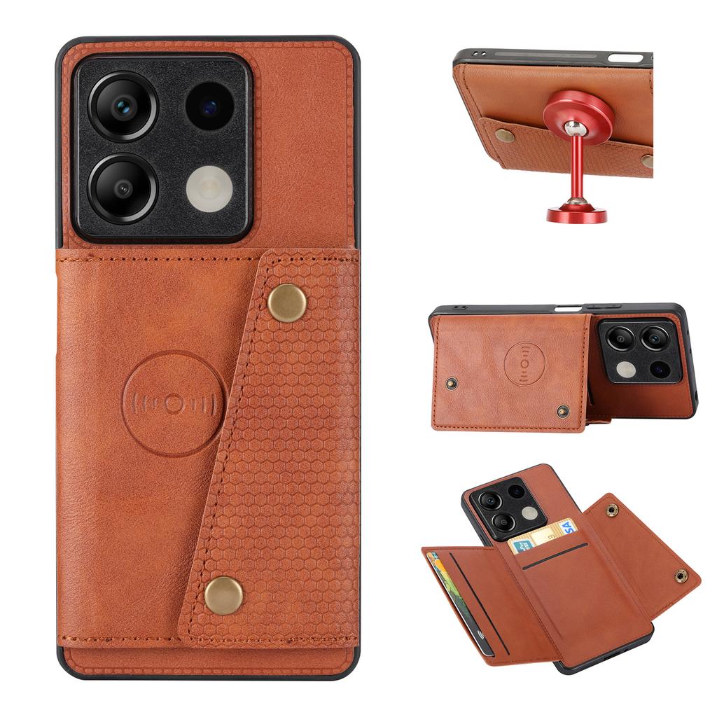 For Xiaomi Redmi Note 13 5G Case PU Leather+TPU Anti-Fall Phone Cover with Card Holder