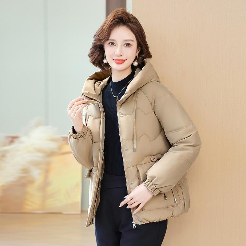 Dámská ležérní bunda s bavlněnou vycpávkou Středně dlouhá zimní volná teplá bunda s bavlněnou vycpávkou