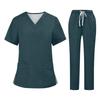 Soild Scrub Arbeitsuniform Anzug für Damen Kreuz V-Ausschnitt Kurzarm Fun T-Shirts Arbeitskleidung T-Shirt mit Taschen
