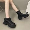 Thick-soled Cigarette Boots Chelsea Martin Boots Coarse Heel Stretch Boots Skinny Boots Fleece Black Women's Short Boots