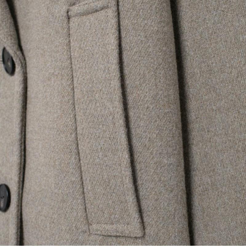 Womens Double-Breasted Wool-Blend Trench Coat With Notched Lapel Loose Fit Office Chic Outerwear In Khaki Black