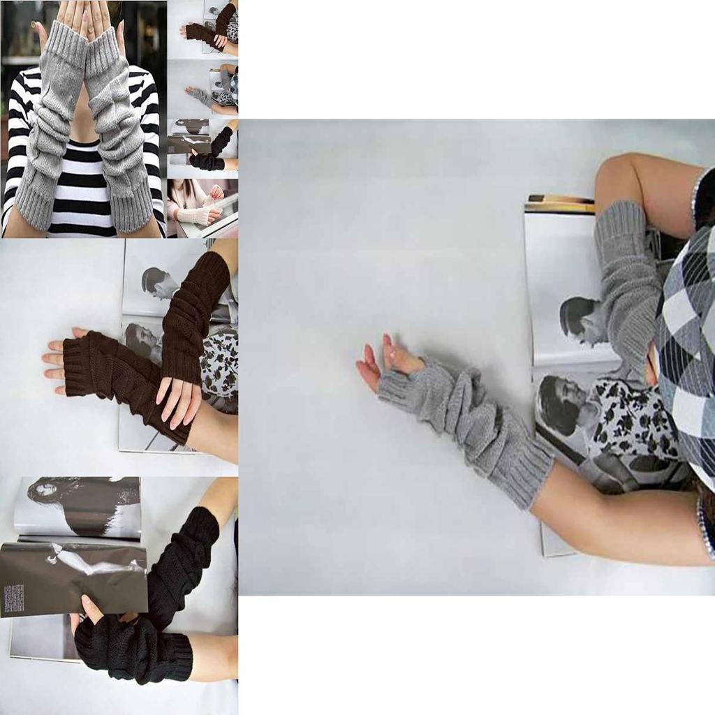 Chic Knitted Crochet Arm Warmers Long Fingerless Gloves For Trendy Women
