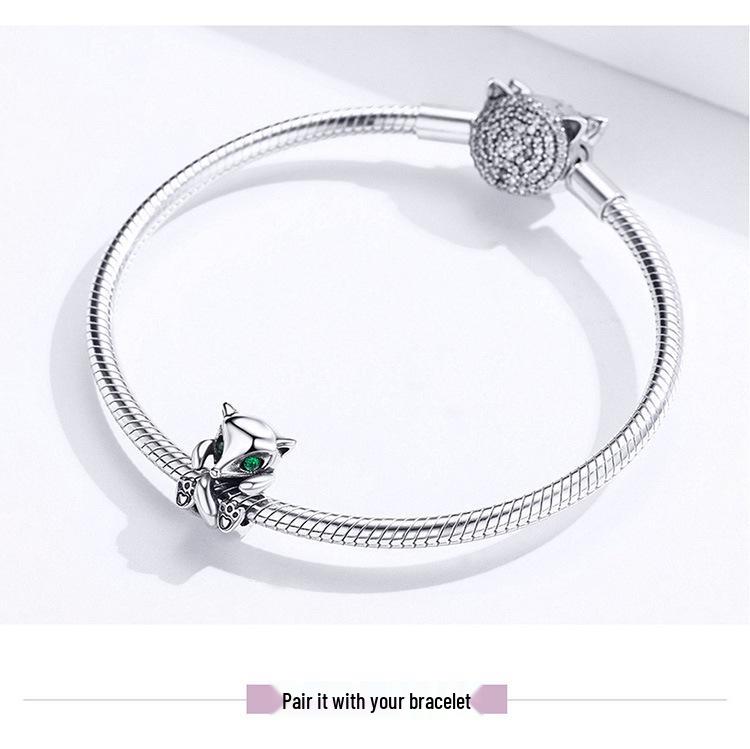 Korean Style S925 Sterling Silver Cute Fox Bead Accessory