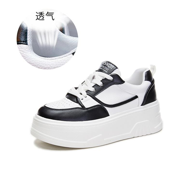 Leather little white shoes women's 2025 spring new thick-soled muffin shoes casual versatile shoes children's low-top sports women's shoes