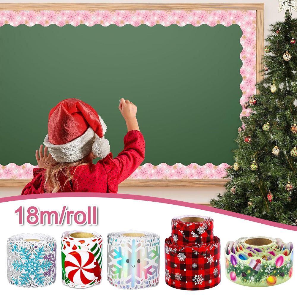 Christmas Candy Border Decorative Sticker Winter Snowflake Self-Adhesive Poster Border Stickers Christmas Tree Christmas Bells