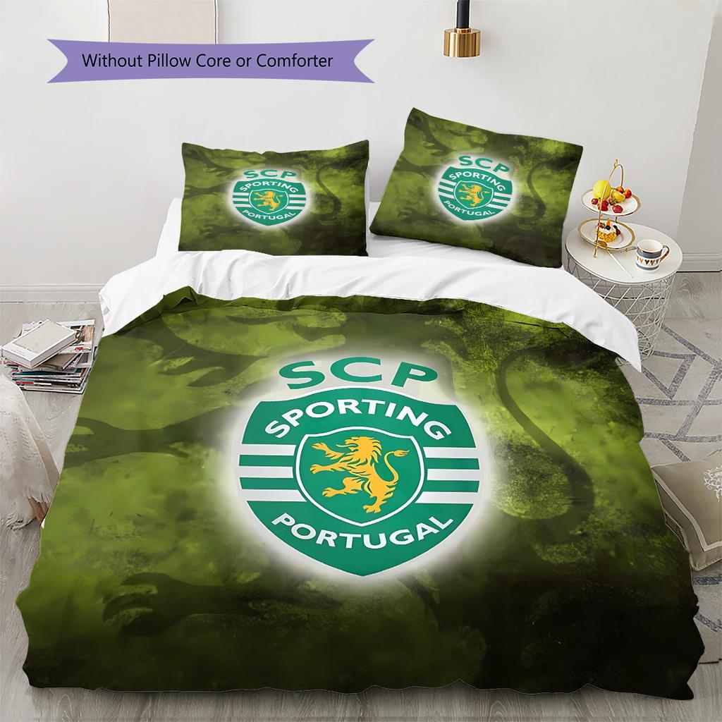 Sporting FC Pattern Bedding Quilt Set Quilt Cover Pillowcase Home Decoration Gift (1 * duvet cover + 2 * pillowcase, without core)