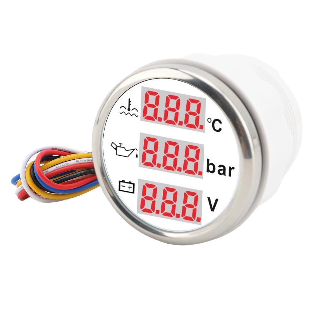3 In 1 Instrument Sensor Kit Engine Coolant Temperature Oil Pressure Meter Battery Voltmeter for Car Boat 52mm Digital