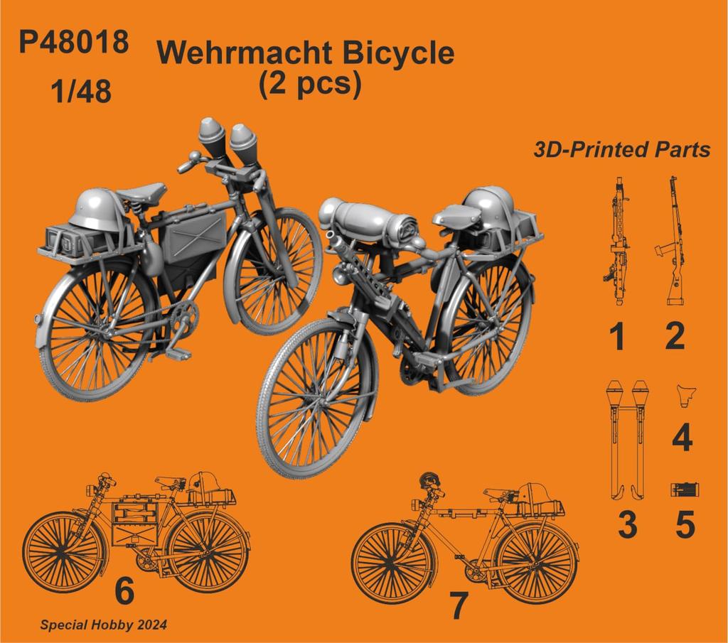 CMK Resin German Wehrmacht Bicycles Resin Kit CMP48018 1/48 (2 units) (Bicycles)