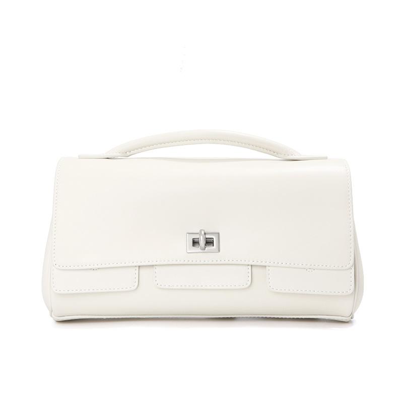 

Top-Grade Cowhide New Belair Lock Bag 2025 Hundreds Of Matching Car Small Square Bag Real Leather Single Compartment Handheld French Style Bag 27x6x14cm белый