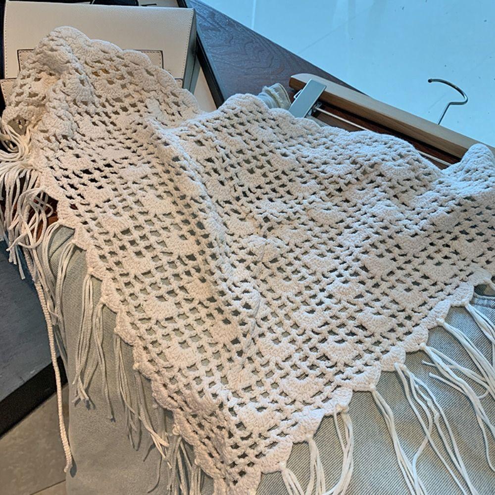 Countryside Style Hollow Out Lace Shawl Bohemian Crochet Flower Scarves  Summer