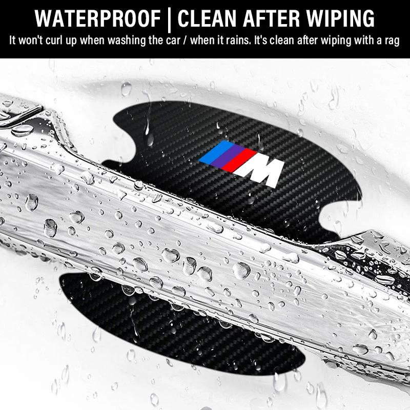4KS Ochranná samolepka kliky dveří auta Znak Dekorace auta pro BMW M E46 E39 E90 E60 E36 F30 F10 E34 E30 F20 E92 M3 M4 M5 X5 X6