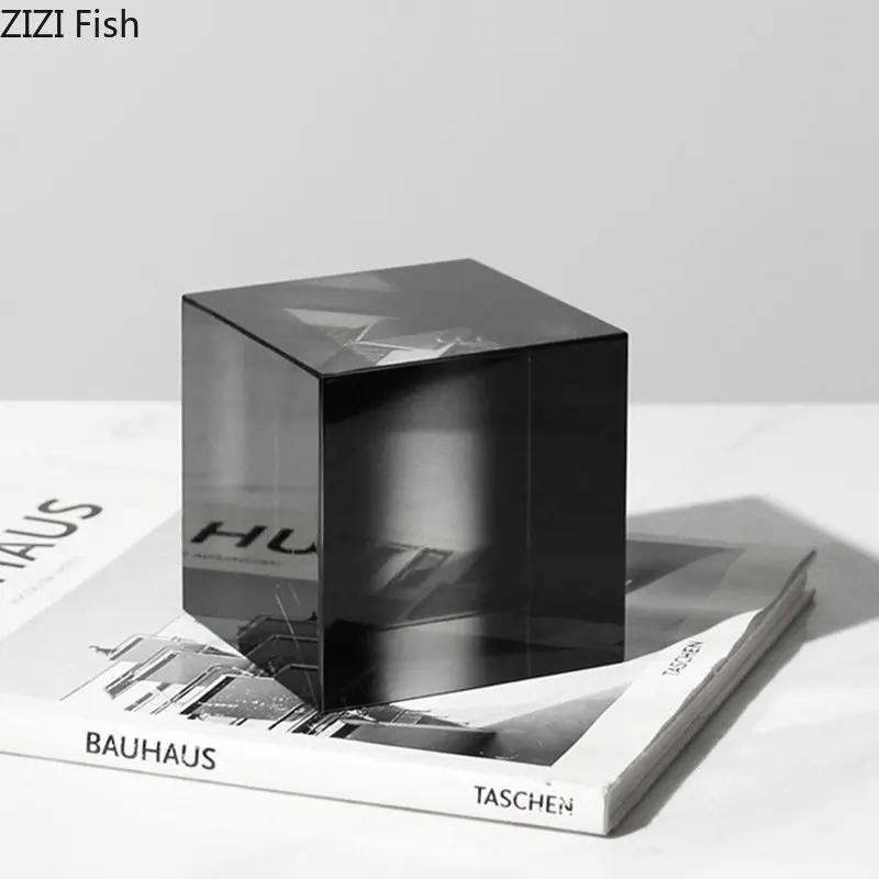Geometrische Abstufte Kristallwürfel Ornamente Transparent Minimalismus Quadratische Kristallstatue Schreibtischdekoration Glas Handwerk Skulptur