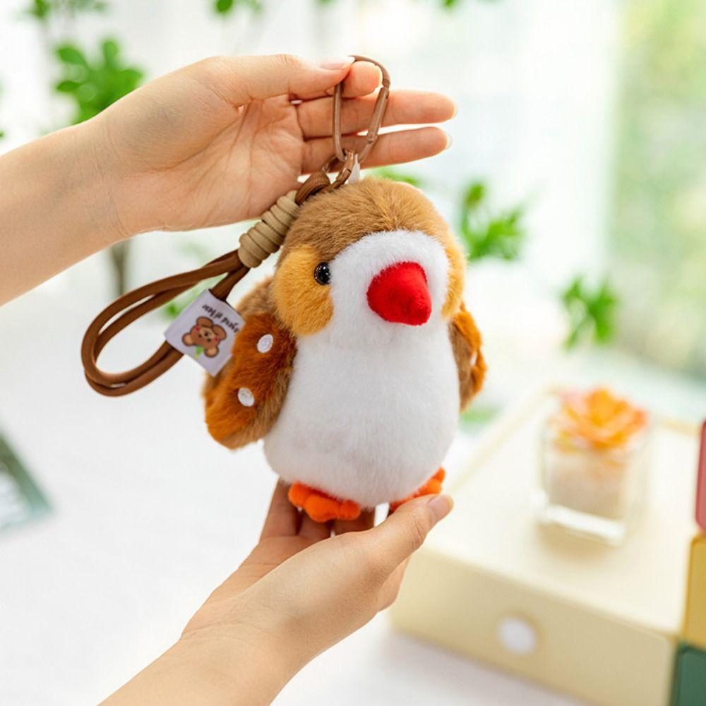 Simulation Bird Doll Pendant Cute Animal Furry Birds Keyrings Bird Plush Keychain  Bag Pendant
