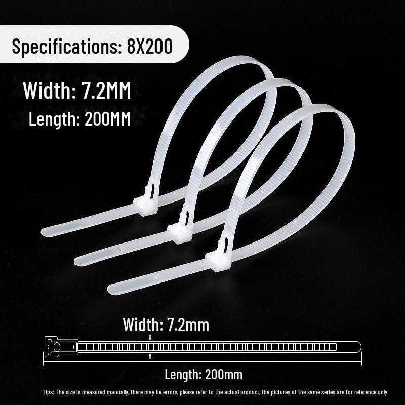 Reusable Nylon Cable Tie with Releasable Buckle - Black & White