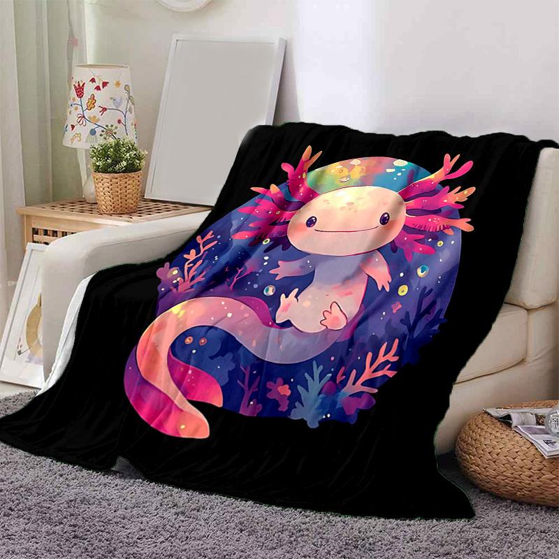 1pc Cute Axolotl  Soft Warm Home Decorative Blankets for Couch Bed Sofa, Living Room, Travel, Camping, Car Blankets