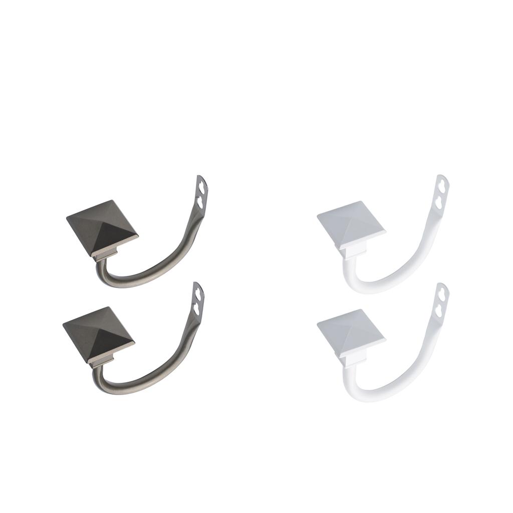 1 Pair(2 ) Curtain Tieback Metal Drapery Hold Back Hooks Stylish , White