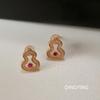 Elegant Ruby Gourd Stud Earrings for Women - Fashionable and Versatile Silver Needle High-End Earrings
