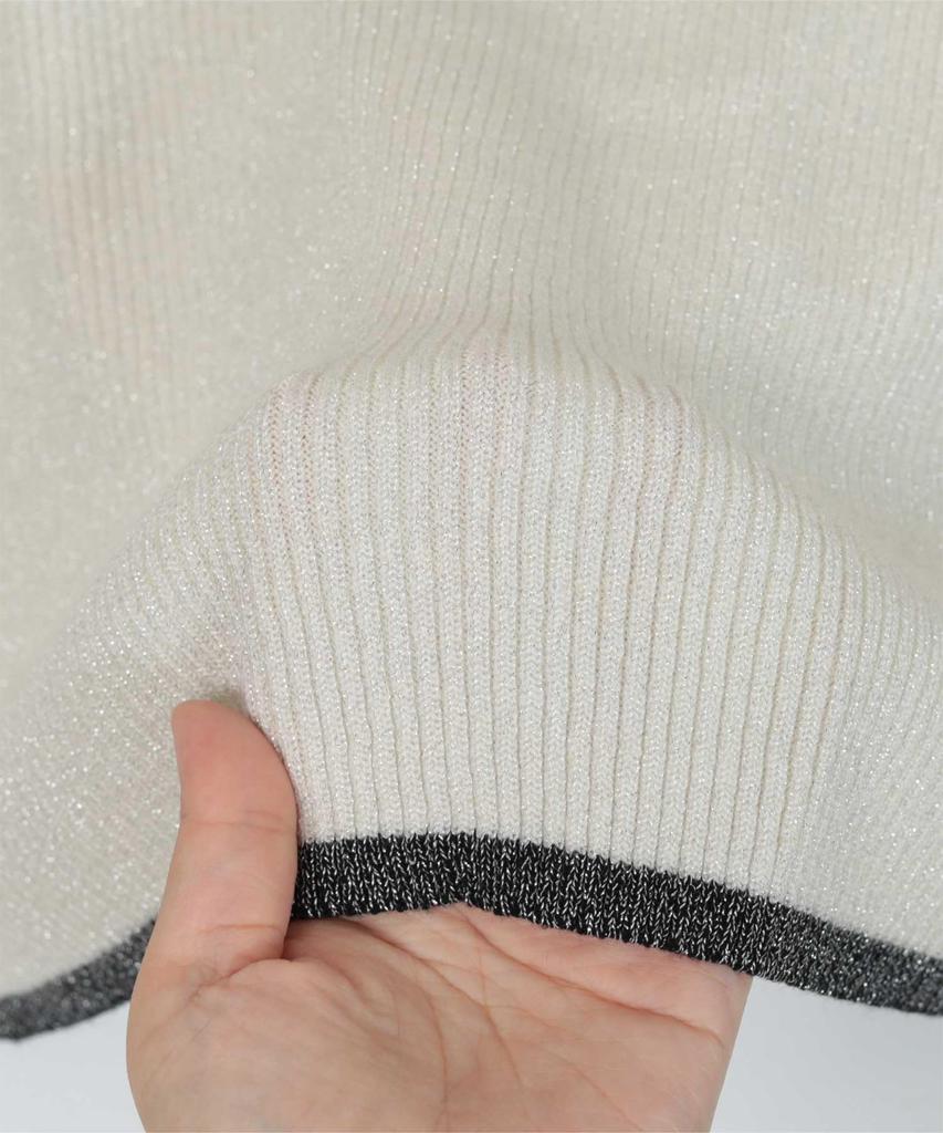 Rib Knit REXT0253 Free Size Black [miette] Color-Striped Lamé Women's