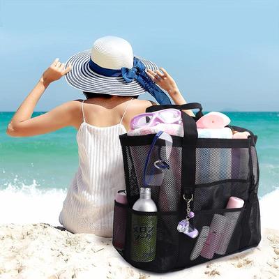 Grand Sac de Plage en Maille avec Compartiments pour Serviette et Tongs pour les Voyages au Bord de la Mer