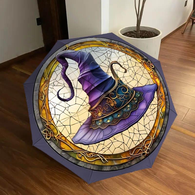 

Stained Wizard Hat with Automatic Opening Folding Design, 8-Bone Iron Frame Outdoor Umbrella - Perfect Gift for Fans, Travelers, Daily Use,