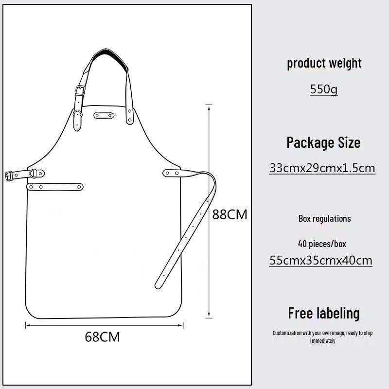 Waterproof PU Leather Hanging Neck Apron - Oil-Proof BBQ & Barista Style