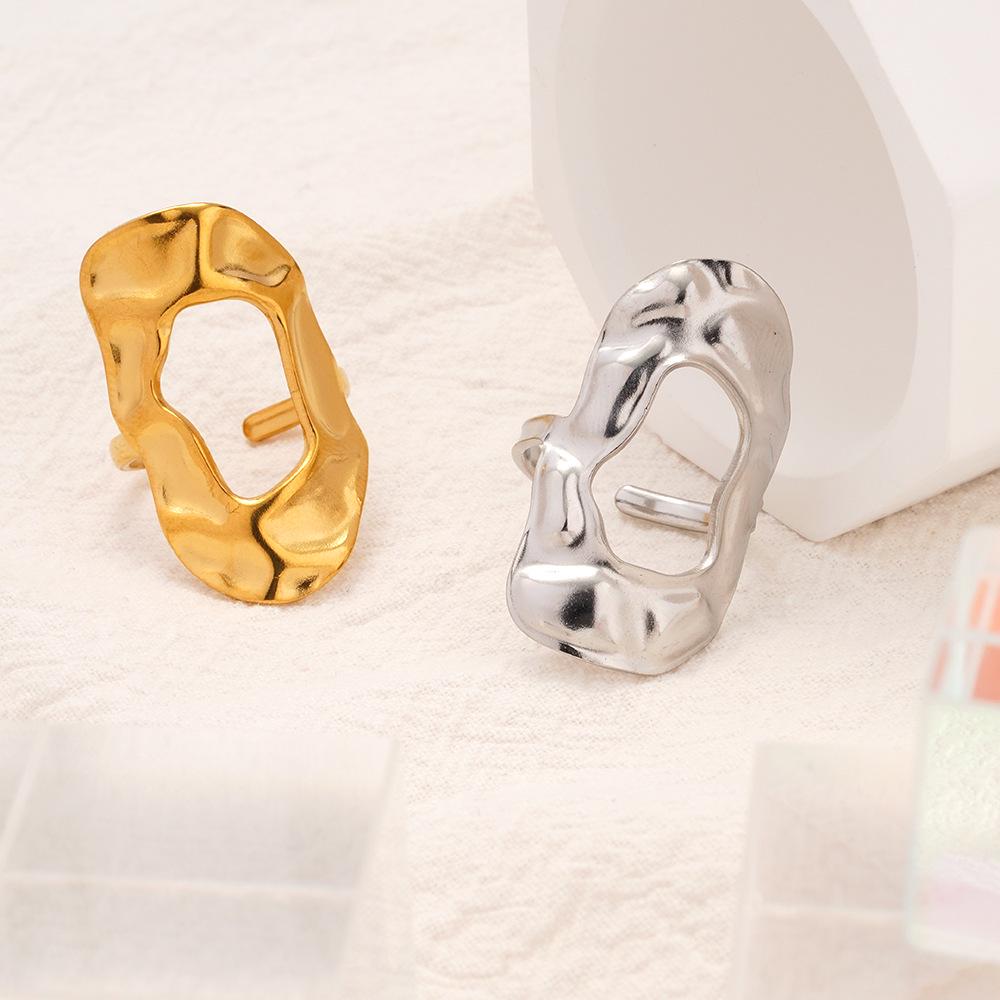 Stainless Steel Women's Luxury European-American Style Cross Irregular Ring