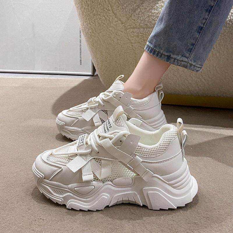 Summer Mesh Surface Hollowed Thin Breathable Shoes Female Tennis Shoes New Versatile Sports Casual Shoes Fashion