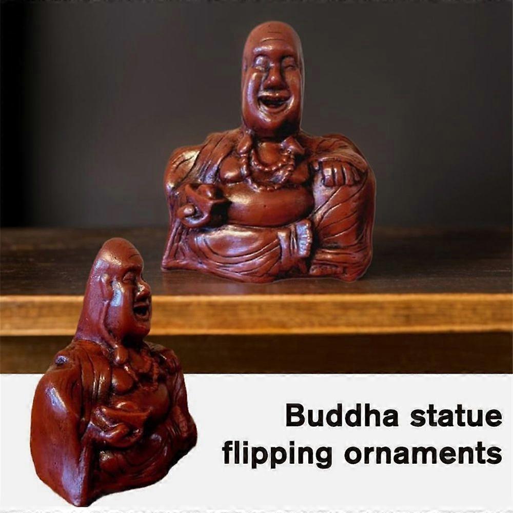 Holz Buddha Flip Buddha Mittelfigur Schnitzerei Statue Lachend Handgeschnitzt